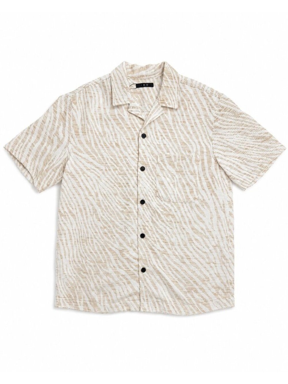 IRO Paris Nahel Zebra Pattern Jacquard Camp Shirt Beige Ecru NWT FR 38